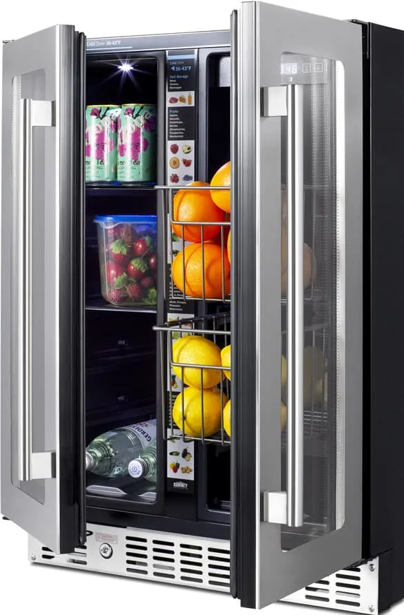 Summit 24" Dual Zone Built-in Produce Refrigerator ALFD24WBVCSSPANTRY