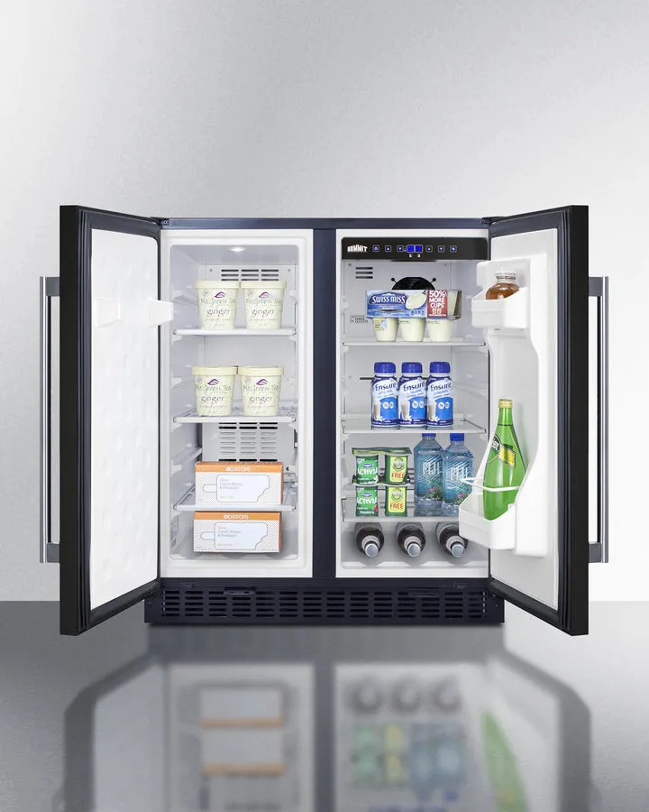 Summit 30" Wide Built-In Refrigerator-Freezer in Black Finish - FFRF3070B