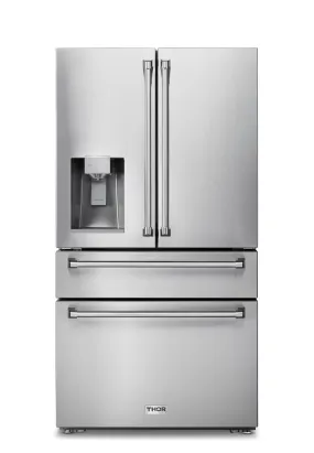 Thor Kitchen 36-Inch French Door with Ice And Water Dispenser Refrigerator TRF3601FD