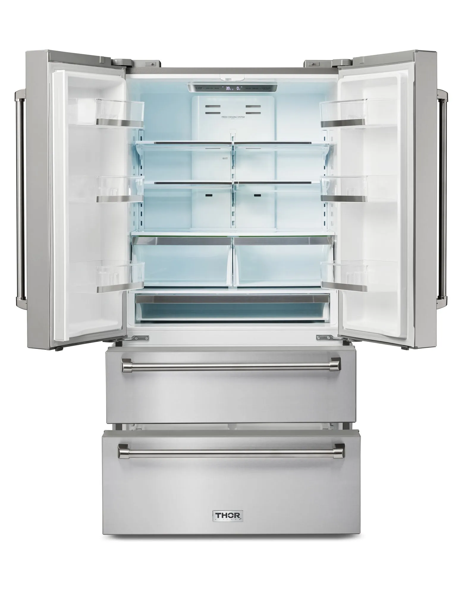 Thor Kitchen 4-Piece Pro Appliance Package - 36-Inch Gas Range, French Door Refrigerator, Dishwasher, and Microwave Drawer in Stainless Steel