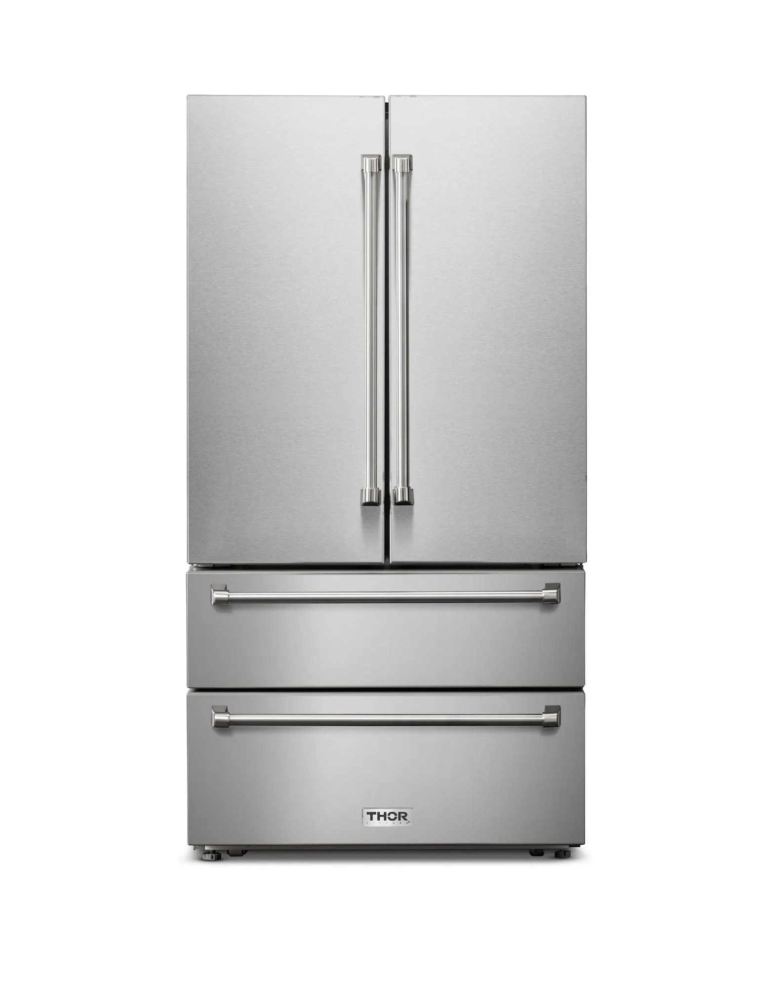 Thor Kitchen 4-Piece Pro Appliance Package - 36-Inch Gas Range, French Door Refrigerator, Dishwasher, and Microwave Drawer in Stainless Steel