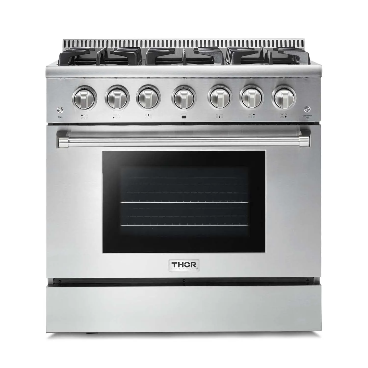 Thor Kitchen 4-Piece Pro Appliance Package - 36-Inch Gas Range, French Door Refrigerator, Dishwasher, and Microwave Drawer in Stainless Steel