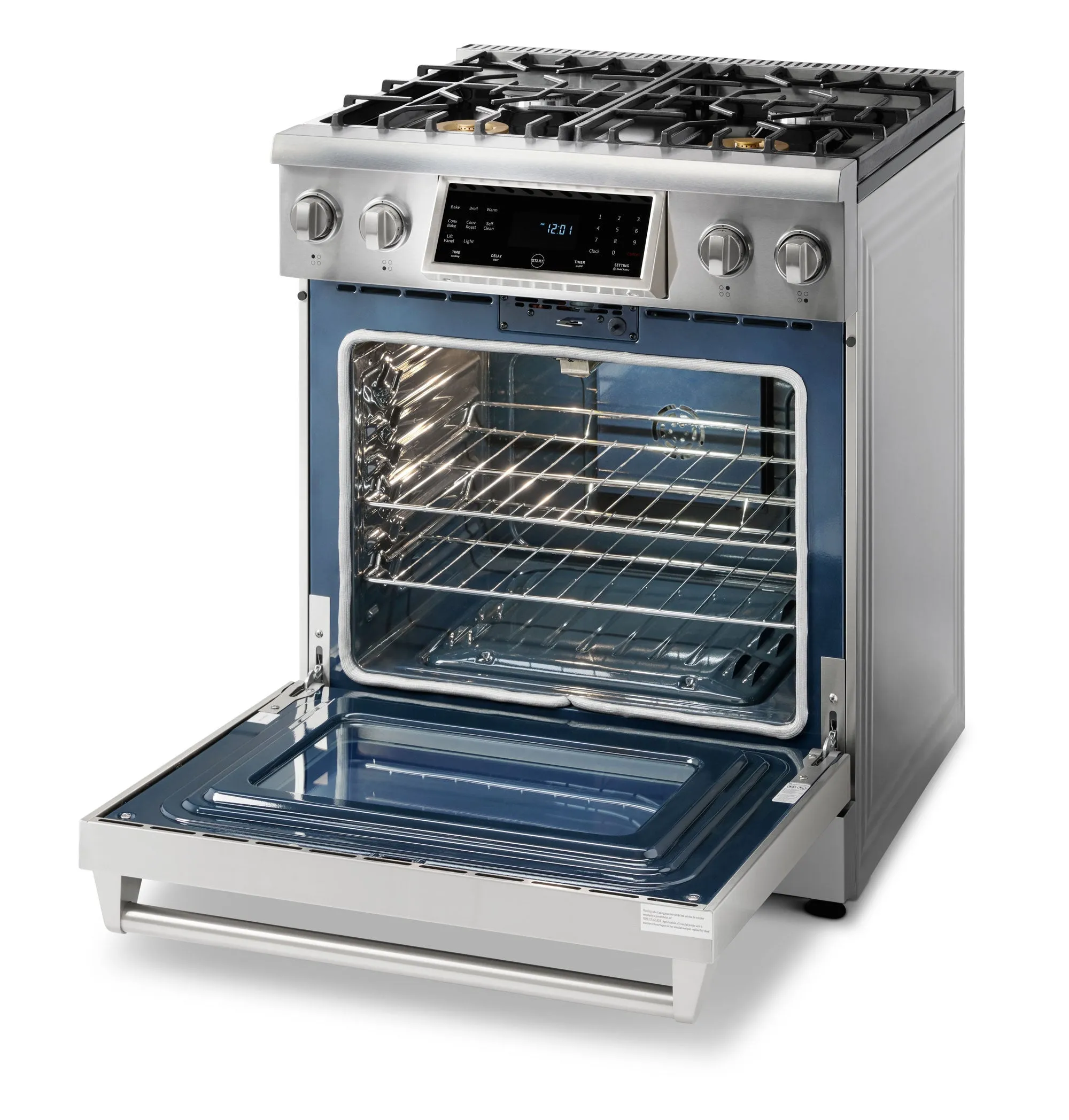 Thor Kitchen 5-Piece Appliance Package - 30-Inch Gas Range with Tilt Panel, Refrigerator with Water Dispenser, Dishwasher, Microwave Drawer, & Wine Cooler in Stainless Steel