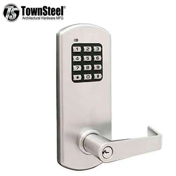 TownSteel - XCE2020S - Electronic Push Button Lever Set - Clutch Lever Set - Satin Chrome - Grade 1
