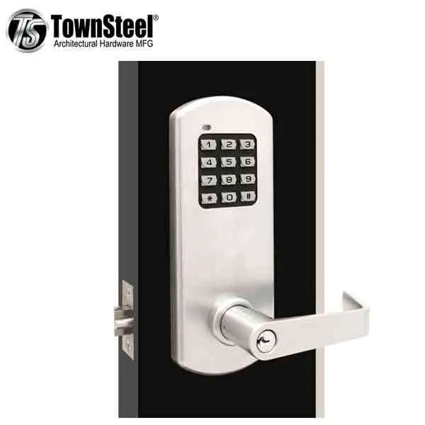 TownSteel - XCE2020S - Electronic Push Button Lever Set - Clutch Lever Set - Satin Chrome - Grade 1