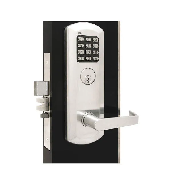 TownSteel - XME-2050 - Electronic Mortise Lockset w/ Keypad - Deadbolt - 2-3/4" Backset - Rigid Lever Set - Sentinel Lever - Fired Rated - Satin Chrome - Grade 1