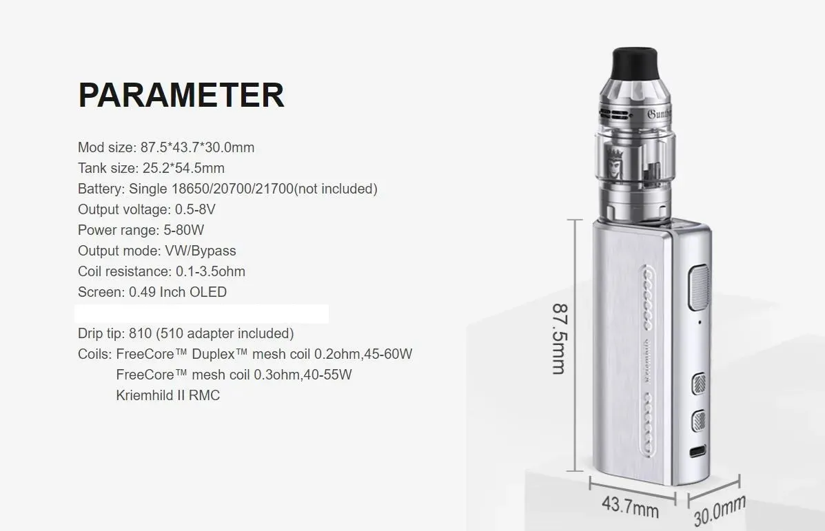 Vapefly Kriemhild 80W Vape Kit - Free 18650 Battery