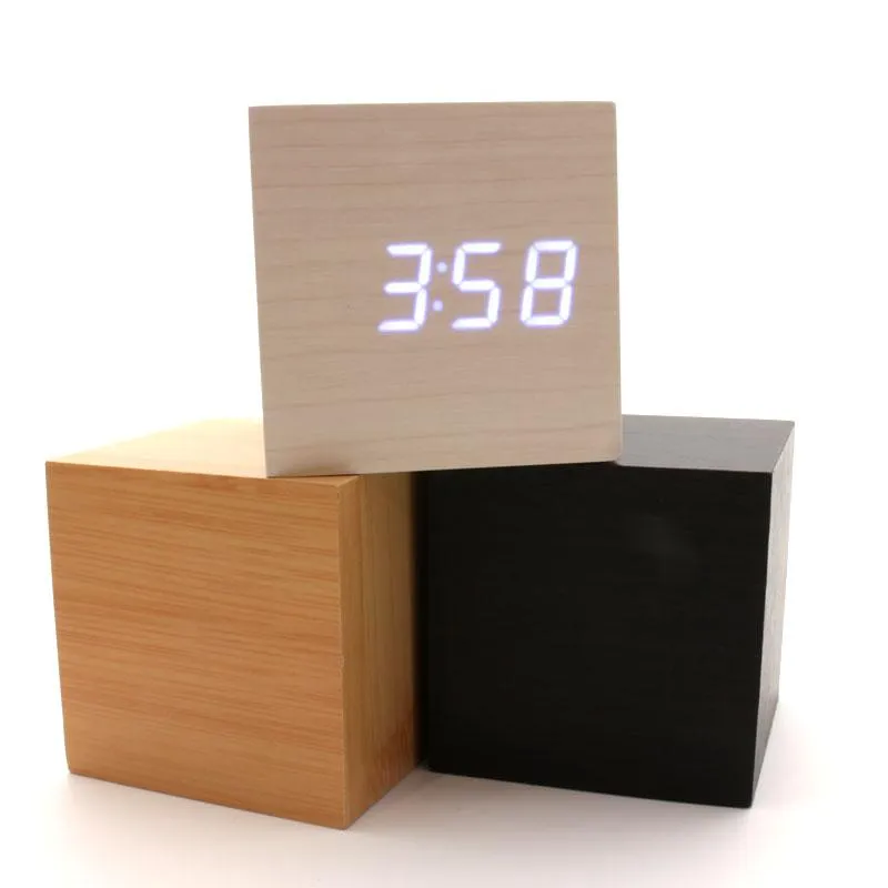 Wooden Texture Cell & USB cable Operated Alarm Clock