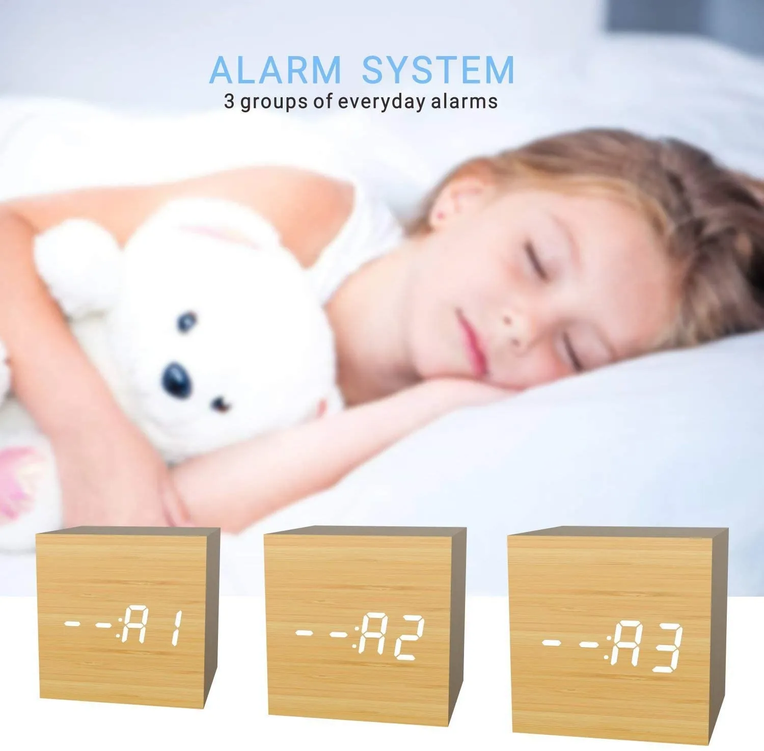 Wooden Texture Cell & USB cable Operated Alarm Clock