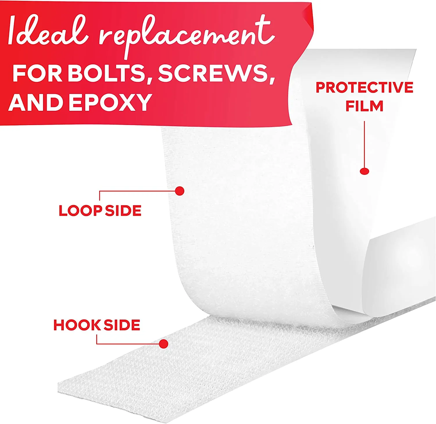 XFasten Adhesive Hook and Loop Tape | 2 Inches x 10 Foot | White