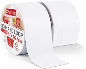 XFasten Adhesive Hook and Loop Tape | 3 Inches x 10 Foot | White