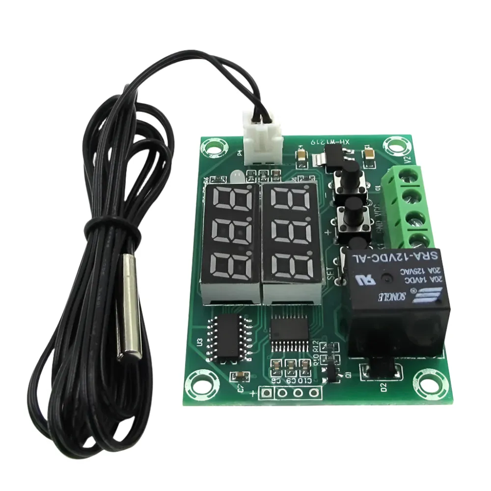 XH-W1219 W1219 DC12V Dual LED Digital Display Thermostat Temperature Controller Regulator Switch Control Relay NTC Sensor Module